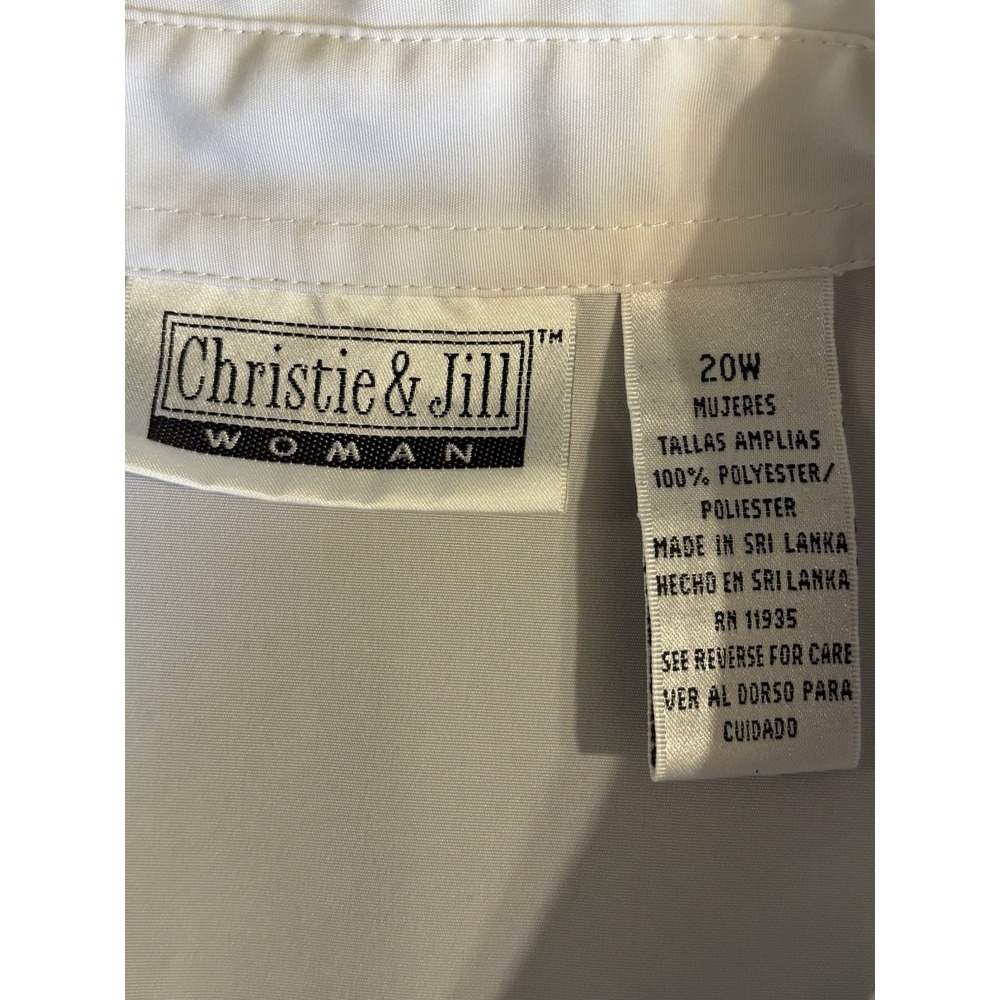 Christie & Jill White Button Up Long Sleeve Shirt Blouse Pleated Size 20W - Picture 4 of 8